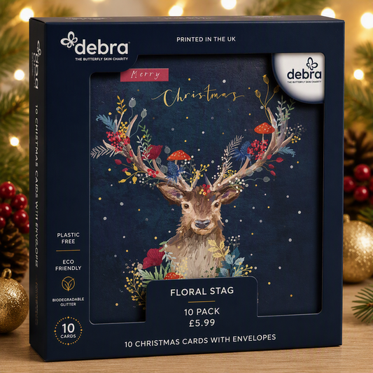 Floral Stag DEBRA Premium Charity Christmas Cards (Pack of 10)