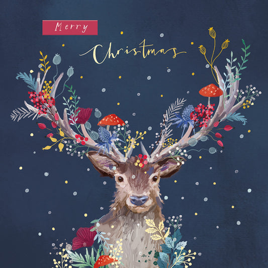 Floral Stag DEBRA Charity Christmas Cards (Pack of 10)