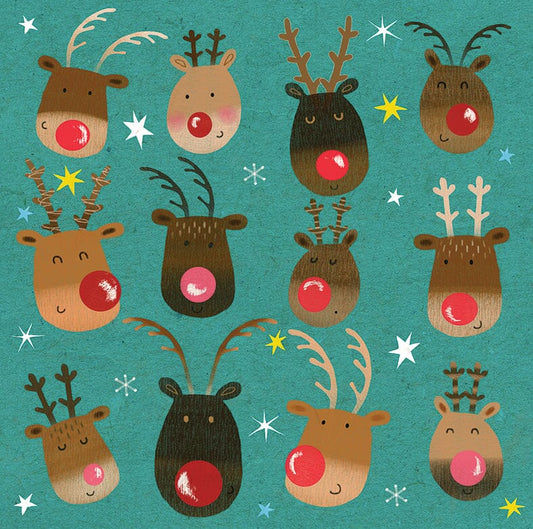 Happy Reindeers Christmas Cards (Pack of 10)