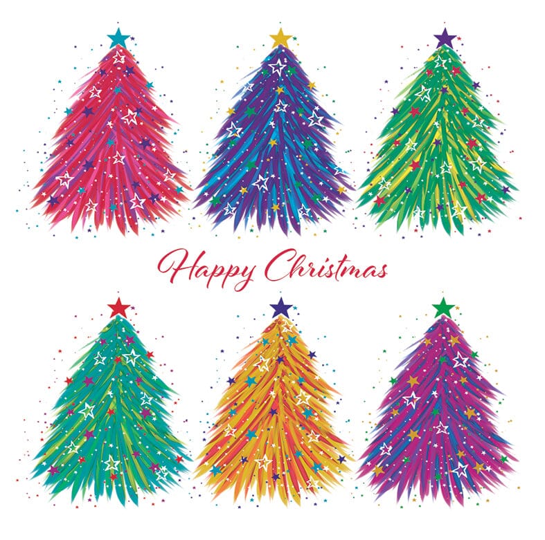 Colourful Christmas Tree Christmas Cards (Pack of 10)
