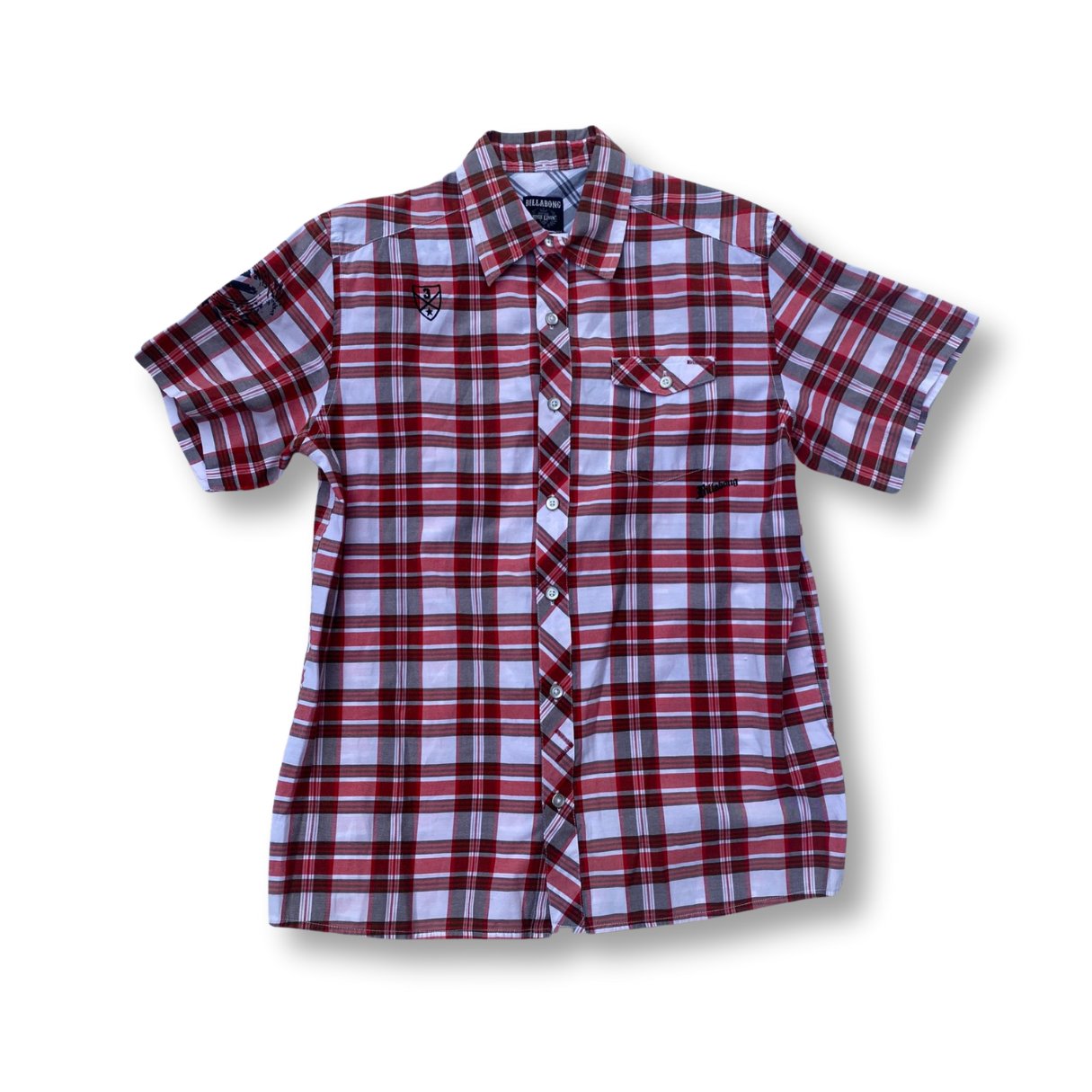 Billabong Red White Plaid Shirt Short Sleeve - #9001 - DEBRA Online