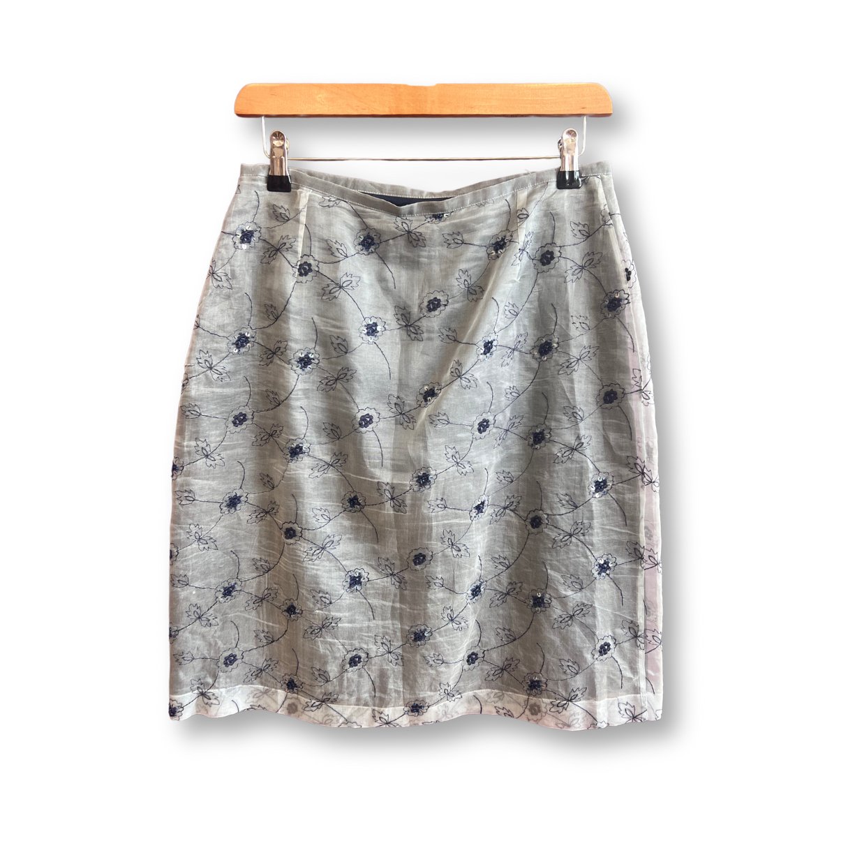 Boden Floral Grey Embroidered Silk Mini Skirt - #1101 - DEBRA Online