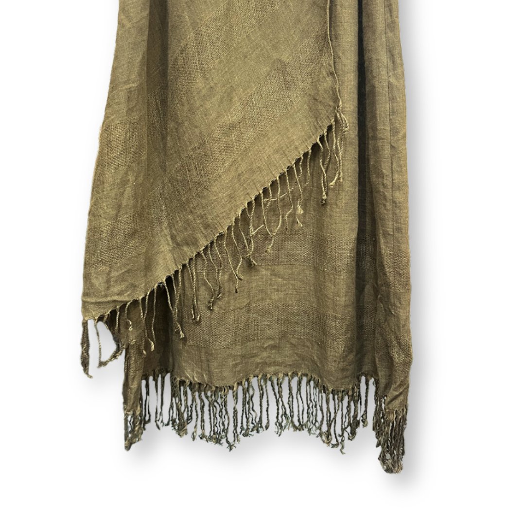 Didier Parakian Olive Green Linen Maxi Dress - #1008 - DEBRA Online