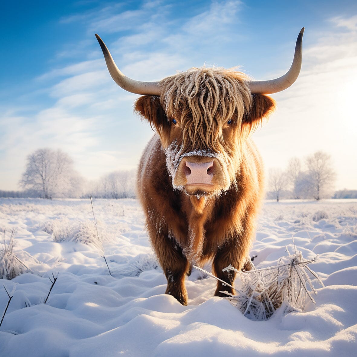 Highland Cow In Snow DEBRA Charity Christmas Cards (Pack of 10) - DEBRA Online