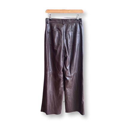 H&M Brown Faux Leather Wide Leg Trousers - #1101 - DEBRA Online