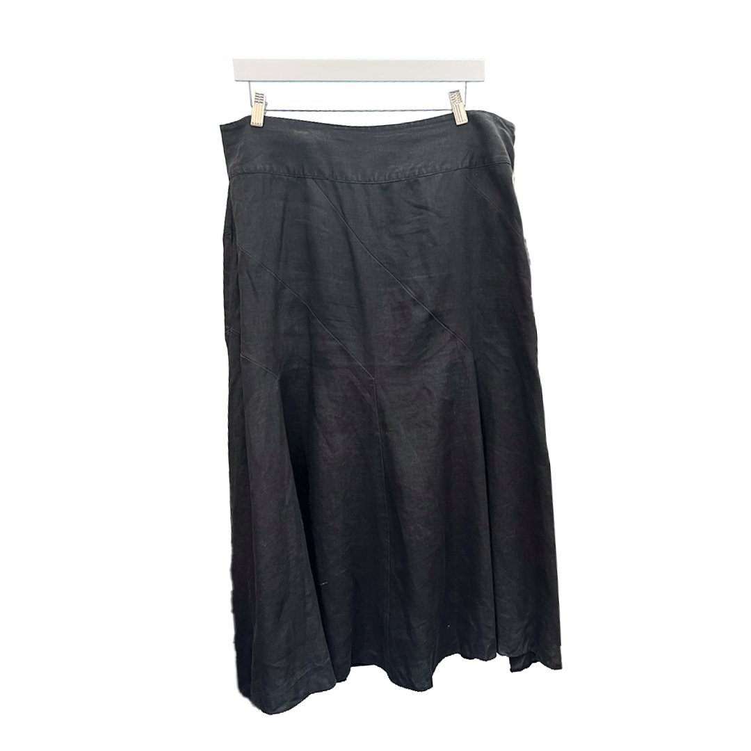 Hobbs London washed black long skirt in 100% linen - #1008 - DEBRA Online