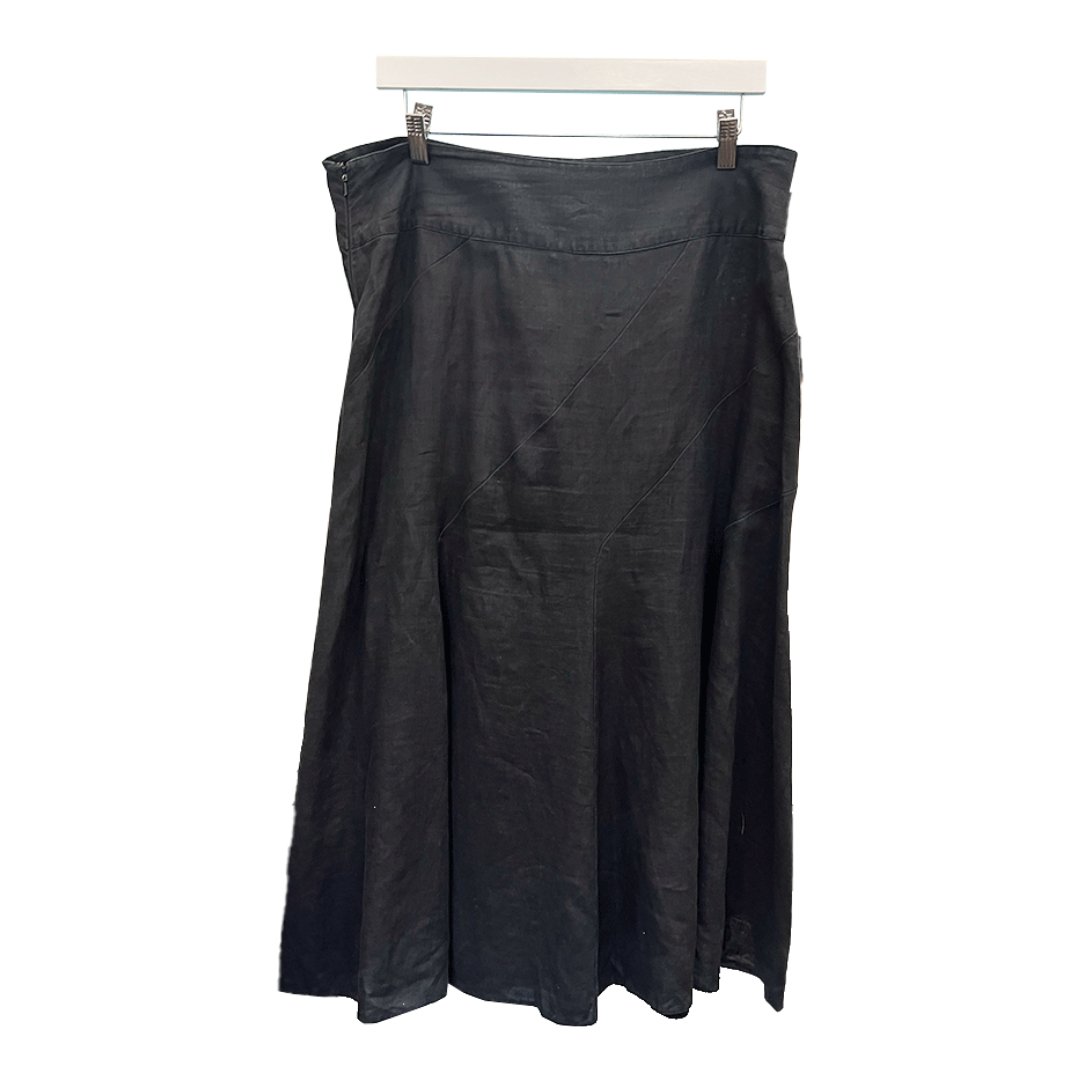 Hobbs London washed black long skirt in 100% linen - #1008 - DEBRA Online