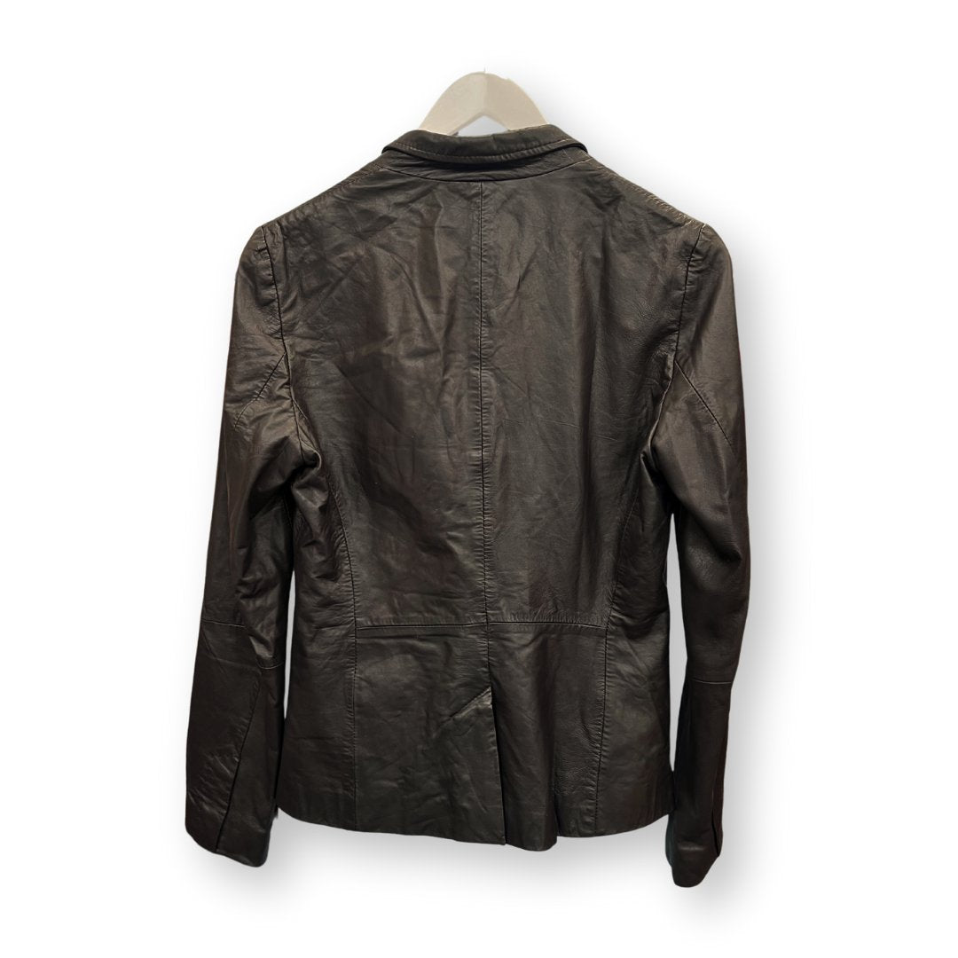 JOBIS Vintage Chocolate Brown Leather Blazer - #1008 - DEBRA Online