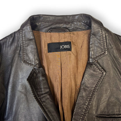 JOBIS Vintage Chocolate Brown Leather Blazer - #1008 - DEBRA Online