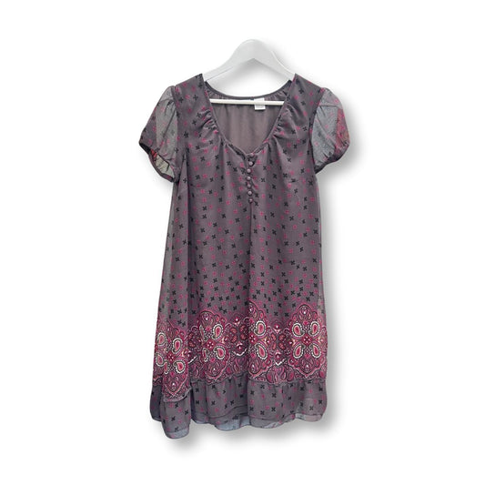 La Redoute Purple Paisley Print Short Sleeve Dress - #1008 - DEBRA Online