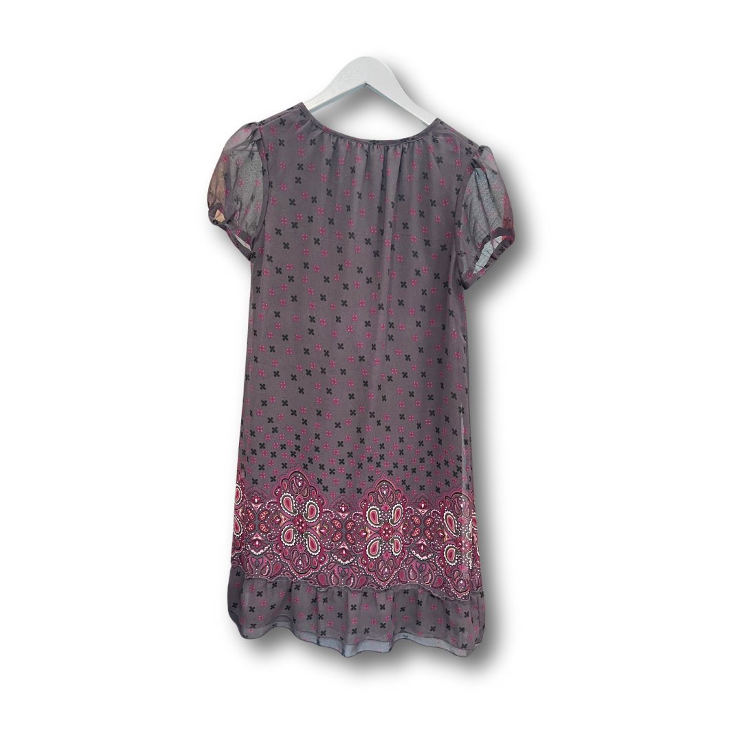 La Redoute Purple Paisley Print Short Sleeve Dress - #1008 - DEBRA Online