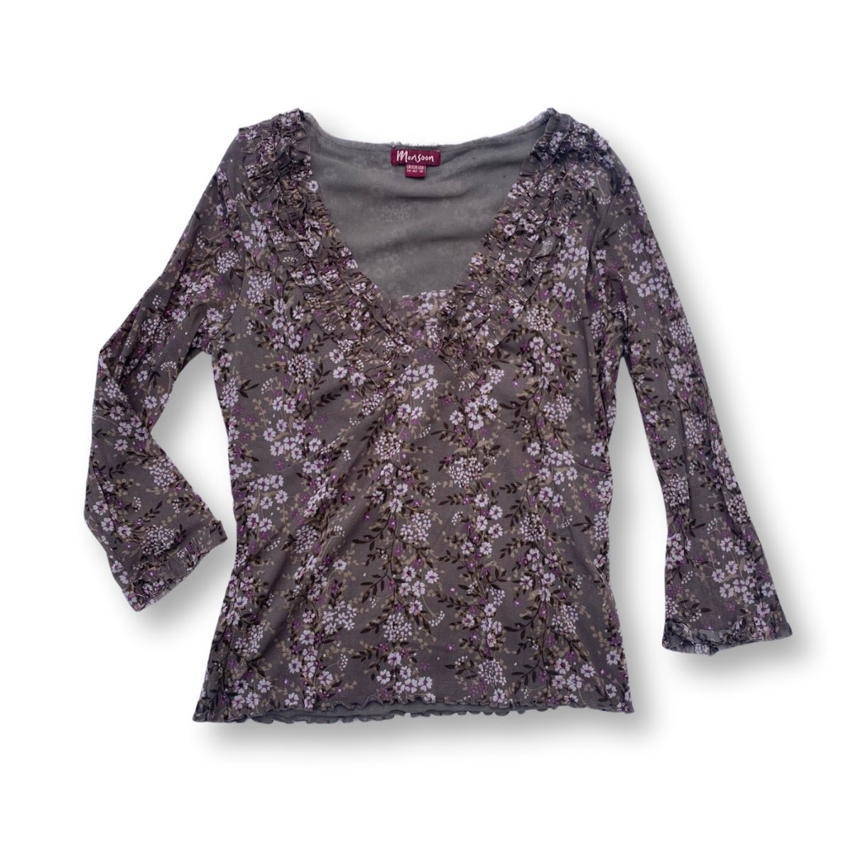 Monsoon Floral Print Long Sleeve Top - #9001 - DEBRA Online