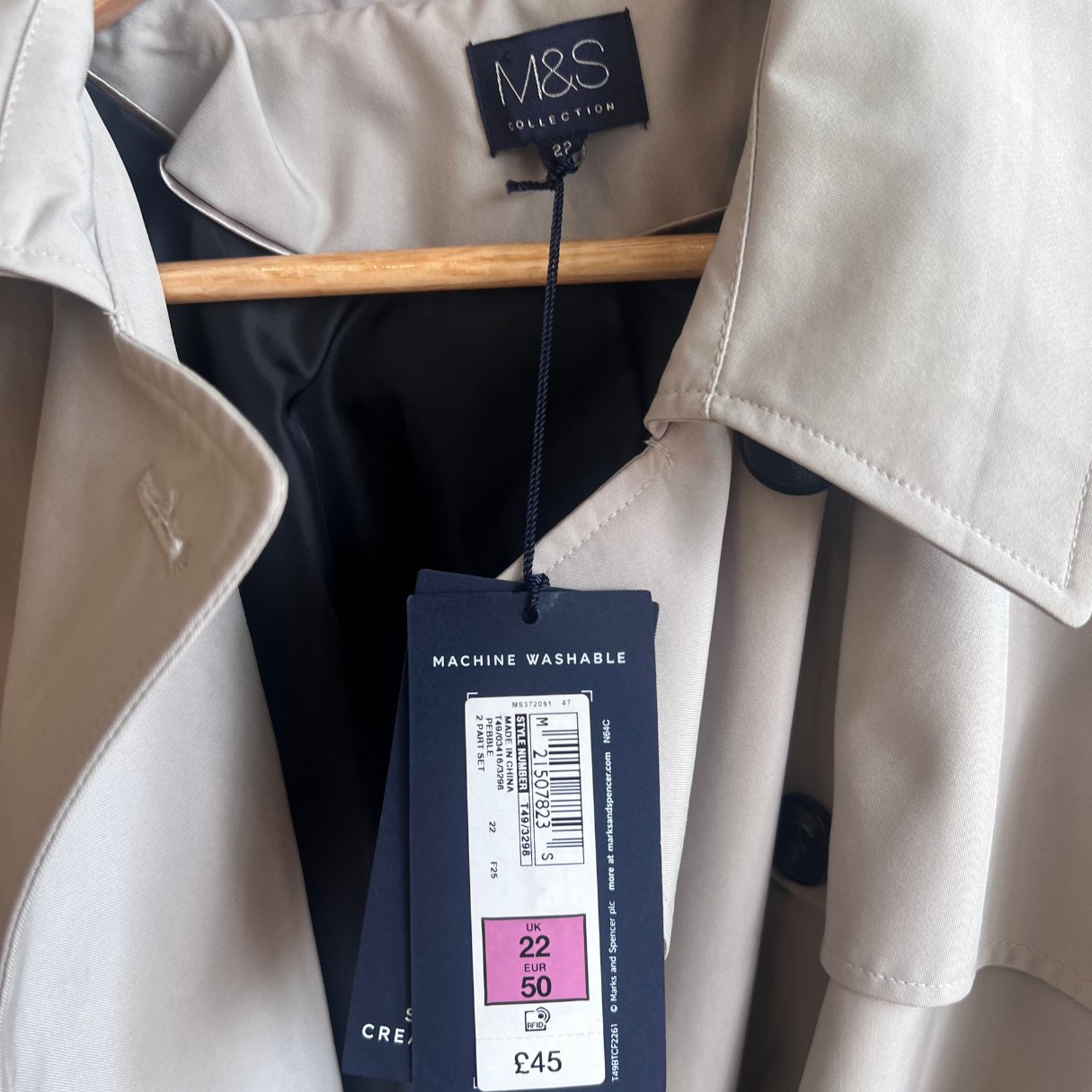 M&S Belted Double Breasted Beige Trench Coat - #1101 - DEBRA Online