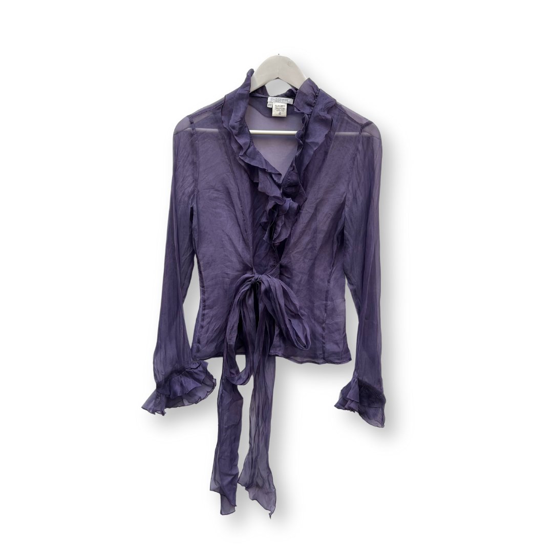 NARACAMICIE Purple Sheer Ruffled Blouse - #1008 - DEBRA Online