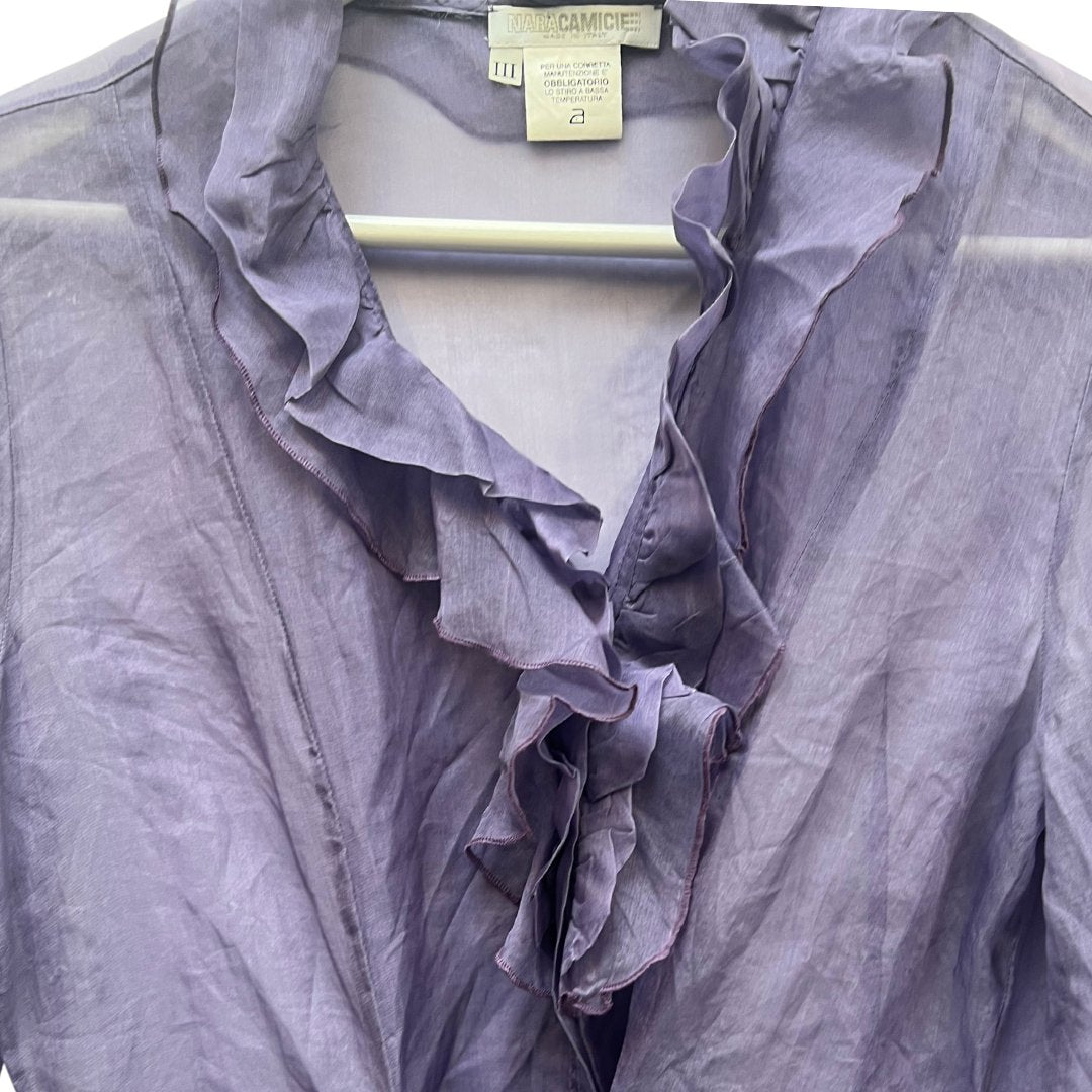 NARACAMICIE Purple Sheer Ruffled Blouse - #1008 - DEBRA Online