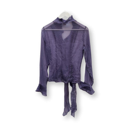 NARACAMICIE Purple Sheer Ruffled Blouse - #1008 - DEBRA Online