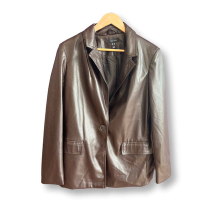 New Look Faux Leather Blazer Brown - #1101 - DEBRA Online