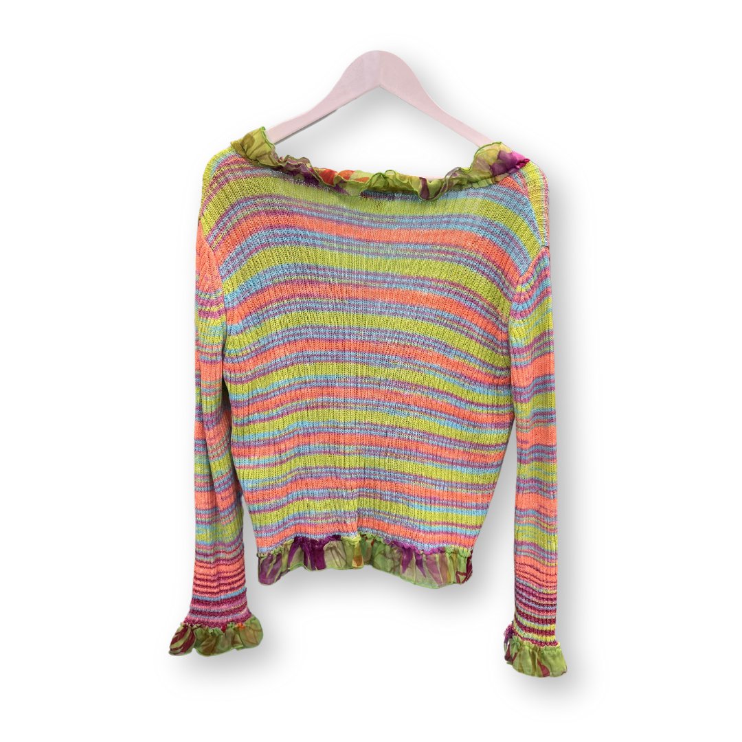 Per Una Colourful Striped Knit Ruffle Cardigan - #1008 - DEBRA Online