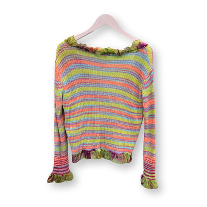 Per Una Colourful Striped Knit Ruffle Cardigan - #1008 - DEBRA Online