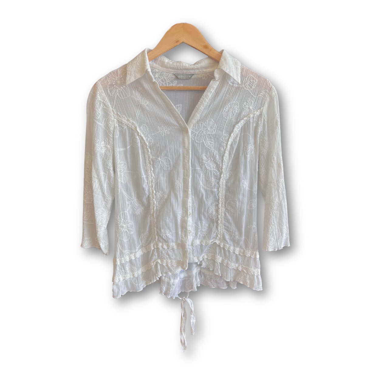 Per Una White Lace - Up Floral Blouse - #1101 - DEBRA Online