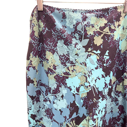 Poetry Floral Print Silk Midi Skirt - #1008 - DEBRA Online