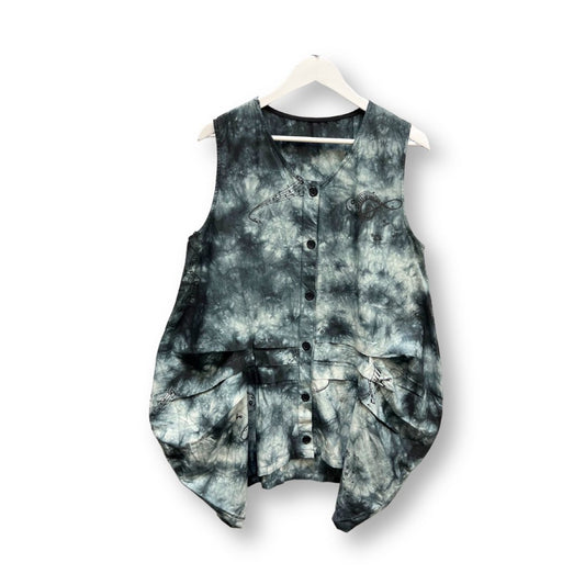 Tie Dye Sleeveless Top with Music Note Print - #1008 - DEBRA Online