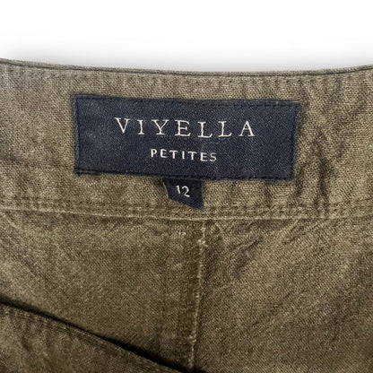 Viyella Petites Olive Green Linen Tencel Blend Skirt - #1008 - DEBRA Online