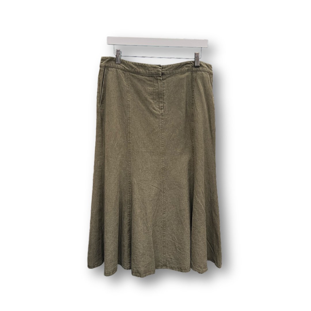 Viyella Petites Olive Green Linen Tencel Blend Skirt - #1008 - DEBRA Online